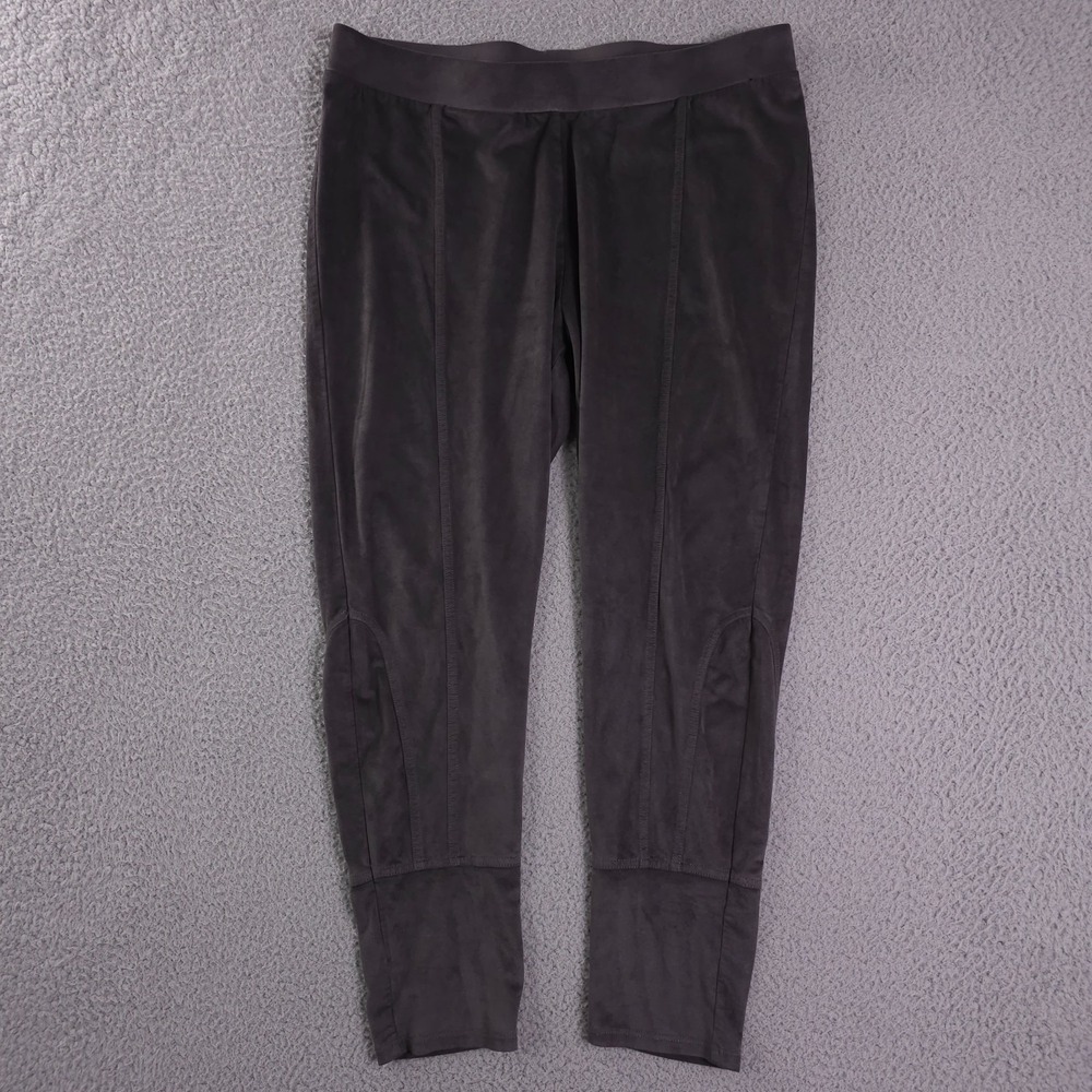 Soft Surroundings Leggings Women PM Gray Faux Suede Pull On Cropped Casual Pants - Picture 1 of 11